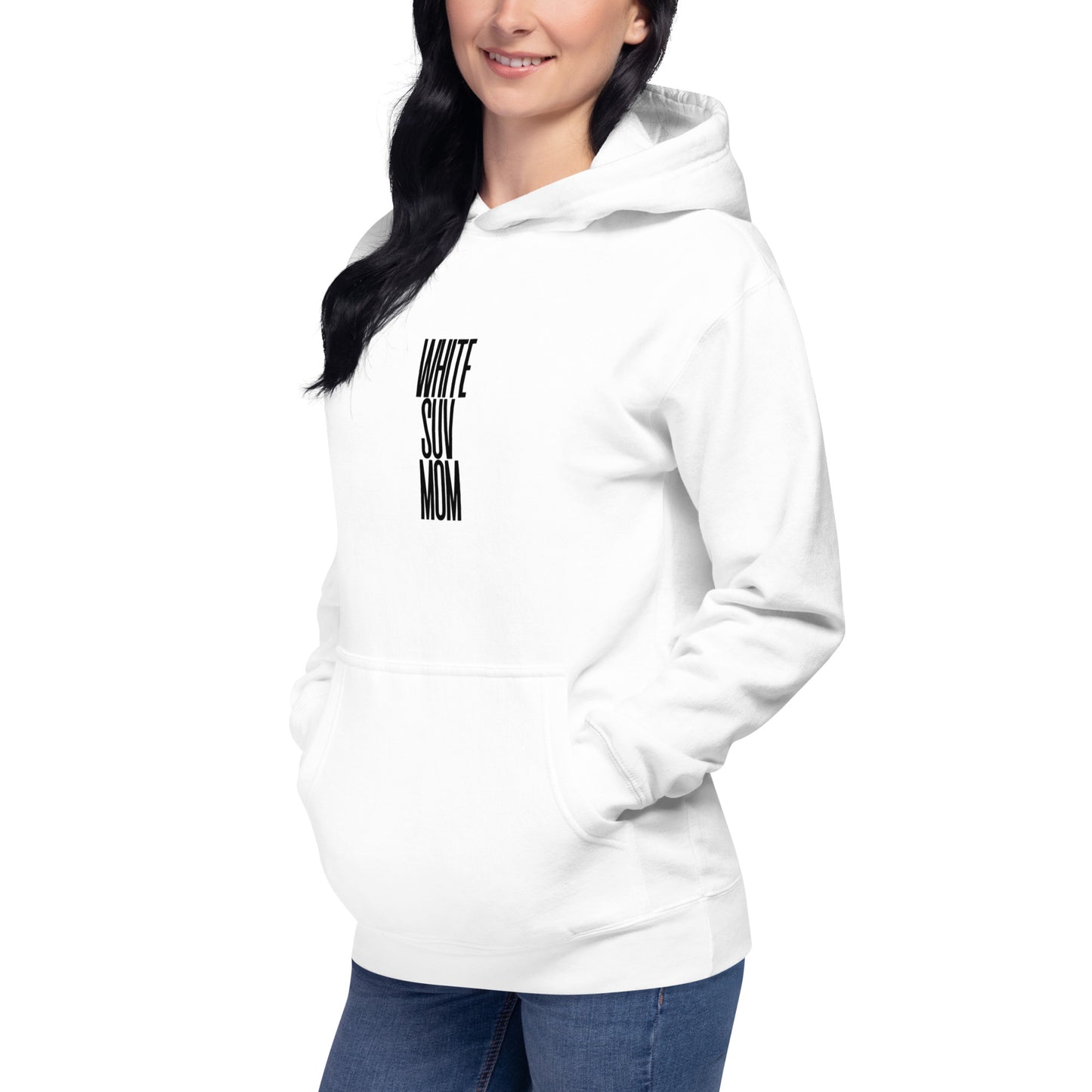 White SUV MOM on White Hoodie